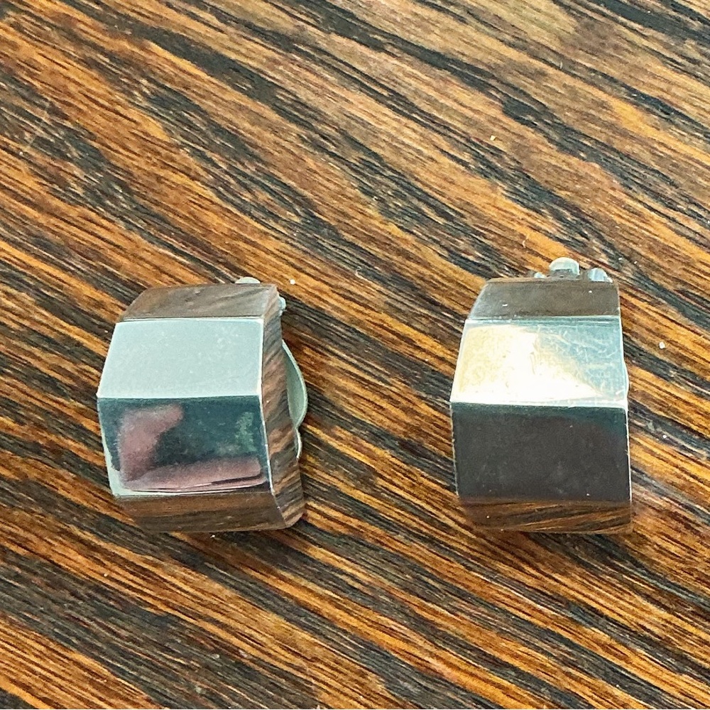 Sterling Silver Cube clip on Earrings
